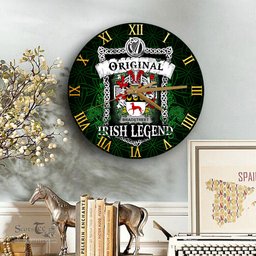 ScotsTee Shop Irish Bradstreet Coat of Arms Family Crest Ireland Wooden Wall Clock Original Irish Legend Wall Clocks