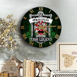ScotsTee Shop Irish Blacke Coat of Arms Family Crest Ireland Wooden Wall Clock Original Irish Legend Wall Clocks