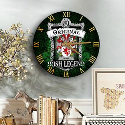 ScotsTee Shop Irish Dease Coat of Arms Family Crest Ireland Wooden Wall Clock Original Irish Legend Wall Clocks