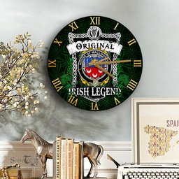 ScotsTee Shop Irish House of MACLOUGHLIN Tirconnell Coat of Arms Family Crest Ireland Wooden Wall Clock Original Irish Legend Wall Clocks