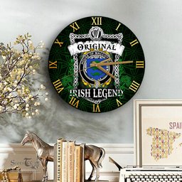 ScotsTee Shop Irish House of MACCOTTER Coat of Arms Family Crest Ireland Wooden Wall Clock Original Irish Legend Wall Clocks