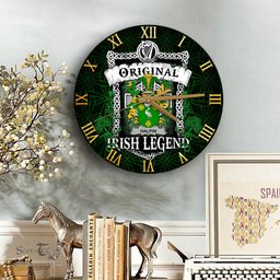 ScotsTee Shop Irish Halpin or O Halpin Coat of Arms Family Crest Ireland Wooden Wall Clock Original Irish Legend Wall Clocks