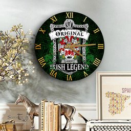 ScotsTee Shop Irish Flaherty or O Flaherty Coat of Arms Family Crest Ireland Wooden Wall Clock Original Irish Legend Wall Clocks