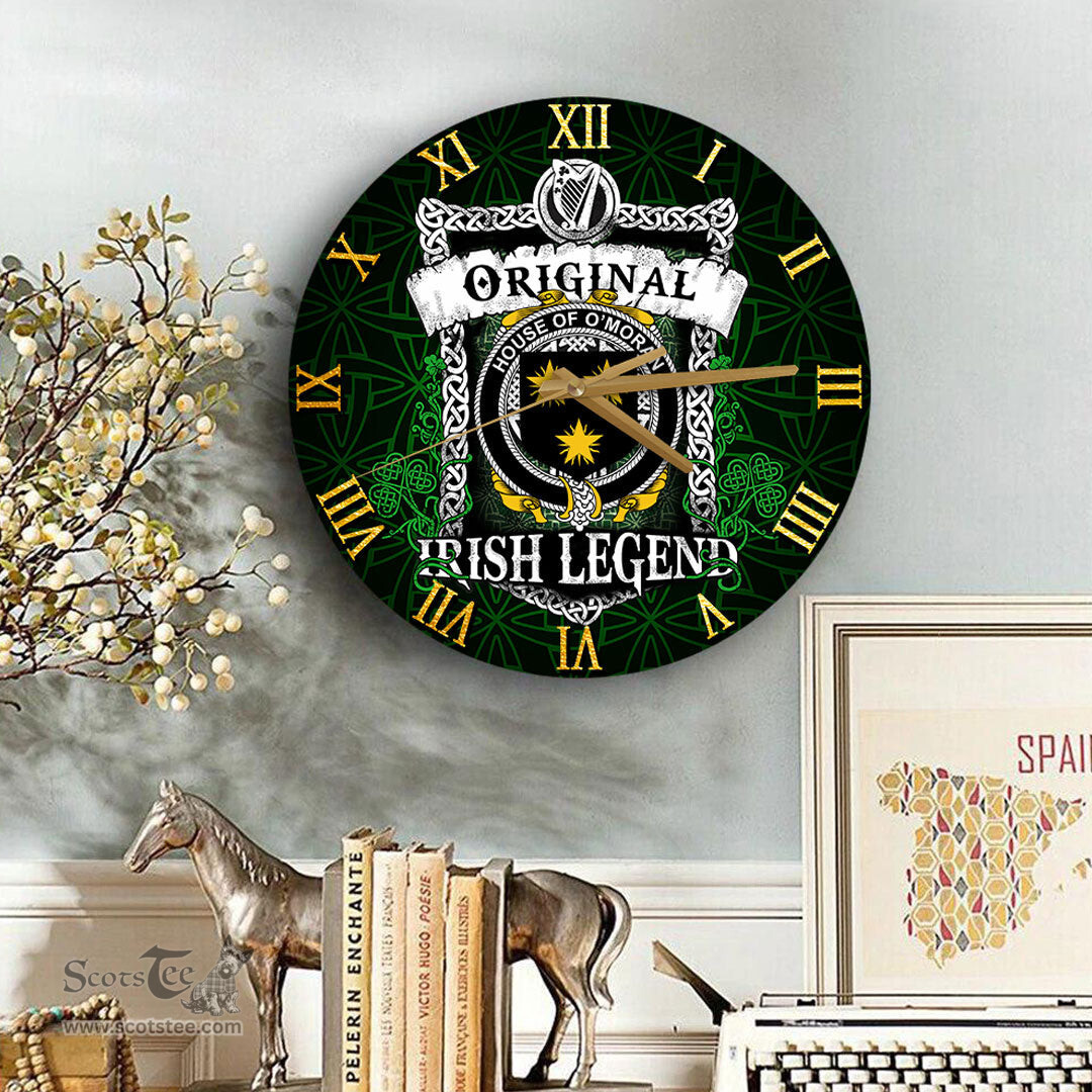 ScotsTee Shop Irish House of O MORAN Coat of Arms Family Crest Ireland Wooden Wall Clock Original Irish Legend Wall Clocks