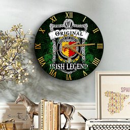 ScotsTee Shop Irish House of O HEYNE Coat of Arms Family Crest Ireland Wooden Wall Clock Original Irish Legend Wall Clocks