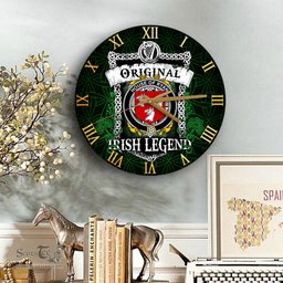 ScotsTee Shop Irish House of RYAN O Mulrian Coat of Arms Family Crest Ireland Wooden Wall Clock Original Irish Legend Wall Clocks