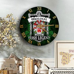 ScotsTee Shop Irish Mannion or O Mannion Coat of Arms Family Crest Ireland Wooden Wall Clock Original Irish Legend Wall Clocks