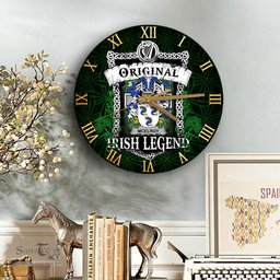 ScotsTee Shop Irish McElroy or Gilroy Coat of Arms Family Crest Ireland Wooden Wall Clock Original Irish Legend Wall Clocks