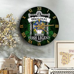 ScotsTee Shop Irish McLysacht or Lysacht Coat of Arms Family Crest Ireland Wooden Wall Clock Original Irish Legend Wall Clocks
