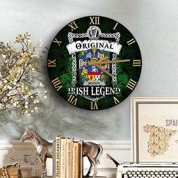 ScotsTee Shop Irish McEvoy or McKelvey Coat of Arms Family Crest Ireland Wooden Wall Clock Original Irish Legend Wall Clocks