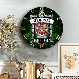 ScotsTee Shop Irish Lord Coat of Arms Family Crest Ireland Wooden Wall Clock Original Irish Legend Wall Clocks