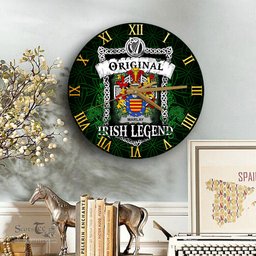 ScotsTee Shop Irish Marlay or O Marley Coat of Arms Family Crest Ireland Wooden Wall Clock Original Irish Legend Wall Clocks