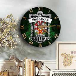 ScotsTee Shop Irish Manders Coat of Arms Family Crest Ireland Wooden Wall Clock Original Irish Legend Wall Clocks