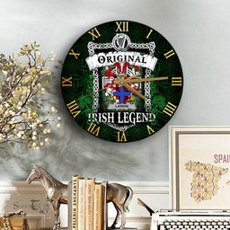 ScotsTee Shop Irish Larkin or O Larkin Coat of Arms Family Crest Ireland Wooden Wall Clock Original Irish Legend Wall Clocks