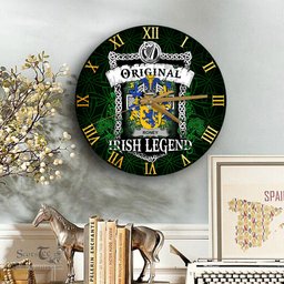 ScotsTee Shop Irish Roney or O Rooney Coat of Arms Family Crest Ireland Wooden Wall Clock Original Irish Legend Wall Clocks
