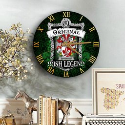 ScotsTee Shop Irish Sarsfield Coat of Arms Family Crest Ireland Wooden Wall Clock Original Irish Legend Wall Clocks