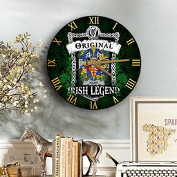 ScotsTee Shop Irish Tuohy or O Toohey Coat of Arms Family Crest Ireland Wooden Wall Clock Original Irish Legend Wall Clocks