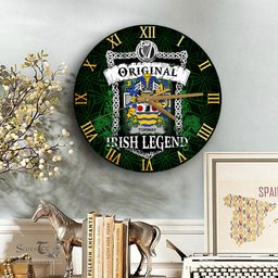 ScotsTee Shop Irish Torway Coat of Arms Family Crest Ireland Wooden Wall Clock Original Irish Legend Wall Clocks
