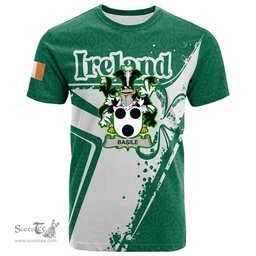 ScotsTee Shop Irish Basile Coat of Arms Irish Celtic Shamrock T Shirt Add Your Text Personalized T Shirt
