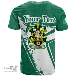 ScotsTee Shop Irish Ambrose Coat of Arms Irish Celtic Shamrock T Shirt Add Your Text Personalized T Shirt