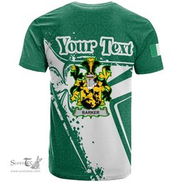 ScotsTee Shop Irish Barker Coat of Arms Irish Celtic Shamrock T Shirt Add Your Text Personalized T Shirt