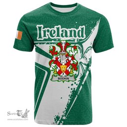 ScotsTee Shop Irish Bodkin Coat of Arms Irish Celtic Shamrock T Shirt Add Your Text Personalized T Shirt