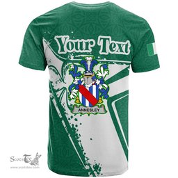 ScotsTee Shop Irish Annesley Coat of Arms Irish Celtic Shamrock T Shirt Add Your Text Personalized T Shirt