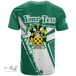 ScotsTee Shop Irish Bellew Coat of Arms Irish Celtic Shamrock T Shirt Add Your Text Personalized T Shirt