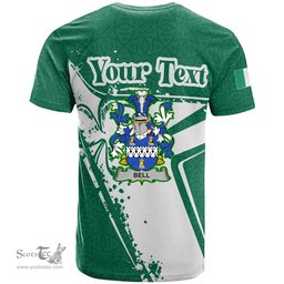 ScotsTee Shop Irish Bell Coat of Arms Irish Celtic Shamrock T Shirt Add Your Text Personalized T Shirt