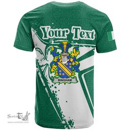 ScotsTee Shop Irish Bingham Coat of Arms Irish Celtic Shamrock T Shirt Add Your Text Personalized T Shirt