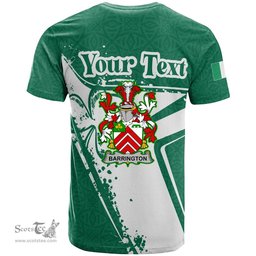 ScotsTee Shop Irish Barrington Coat of Arms Irish Celtic Shamrock T Shirt Add Your Text Personalized T Shirt