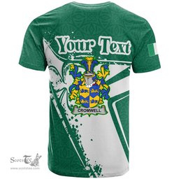 ScotsTee Shop Irish Cromwell Coat of Arms Irish Celtic Shamrock T Shirt Add Your Text Personalized T Shirt