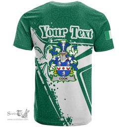 ScotsTee Shop Irish Cook Coat of Arms Irish Celtic Shamrock T Shirt Add Your Text Personalized T Shirt