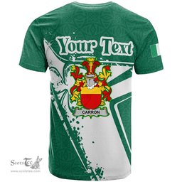 ScotsTee Shop Irish Carron Coat of Arms Irish Celtic Shamrock T Shirt Add Your Text Personalized T Shirt