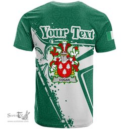 ScotsTee Shop Irish Cogan or O Cogan Coat of Arms Irish Celtic Shamrock T Shirt Add Your Text Personalized T Shirt