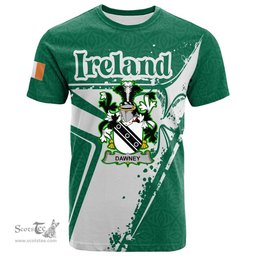 ScotsTee Shop Irish Dawney or Dawnay Coat of Arms Irish Celtic Shamrock T Shirt Add Your Text Personalized T Shirt