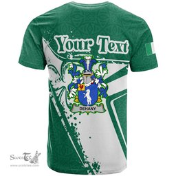 ScotsTee Shop Irish Dehany Coat of Arms Irish Celtic Shamrock T Shirt Add Your Text Personalized T Shirt