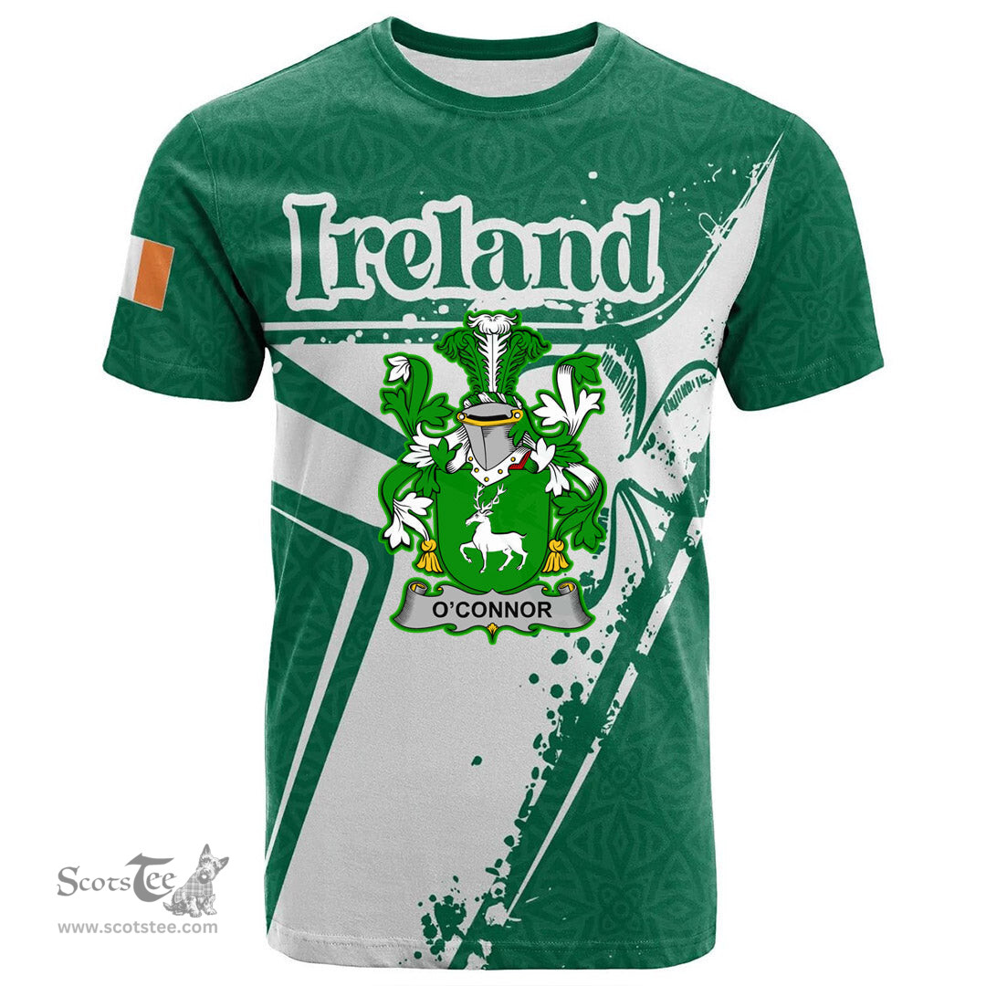 ScotsTee Shop Irish Connor or O Connor Corcomroe Coat of Arms Irish Celtic Shamrock T Shirt Add Your Text Personalized T Shirt