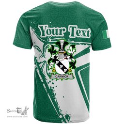 ScotsTee Shop Irish Carmick Coat of Arms Irish Celtic Shamrock T Shirt Add Your Text Personalized T Shirt