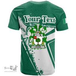 ScotsTee Shop Irish Crowe or McEnchroe Coat of Arms Irish Celtic Shamrock T Shirt Add Your Text Personalized T Shirt