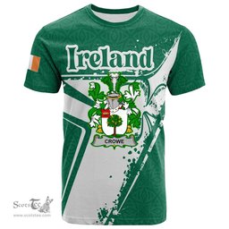 ScotsTee Shop Irish Crowe or McEnchroe Coat of Arms Irish Celtic Shamrock T Shirt Add Your Text Personalized T Shirt