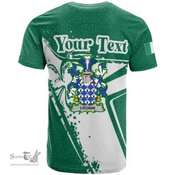 ScotsTee Shop Irish Cronin or O Cronin Coat of Arms Irish Celtic Shamrock T Shirt Add Your Text Personalized T Shirt