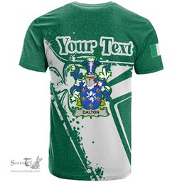 ScotsTee Shop Irish Dalton Coat of Arms Irish Celtic Shamrock T Shirt Add Your Text Personalized T Shirt