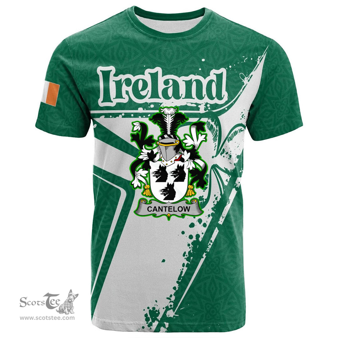 ScotsTee Shop Irish Cantelow e Coat of Arms Irish Celtic Shamrock T Shirt Add Your Text Personalized T Shirt