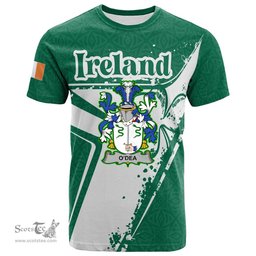 ScotsTee Shop Irish Dea or O Dea Coat of Arms Irish Celtic Shamrock T Shirt Add Your Text Personalized T Shirt