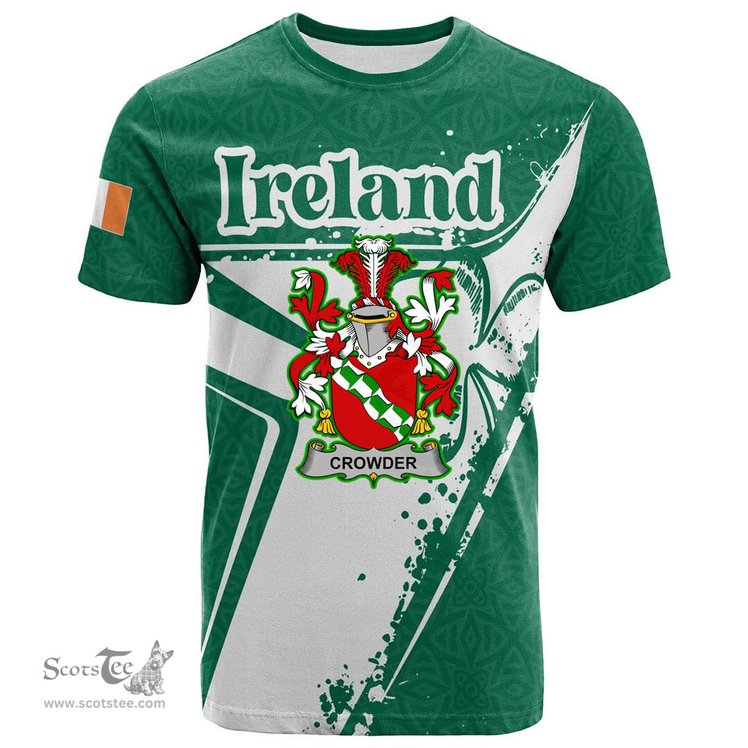 ScotsTee Shop Irish Crowder Coat of Arms Irish Celtic Shamrock T Shirt Add Your Text Personalized T Shirt