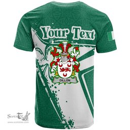 ScotsTee Shop Irish Dillon Coat of Arms Irish Celtic Shamrock T Shirt Add Your Text Personalized T Shirt