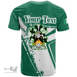 ScotsTee Shop Irish Fyan or Faghan Coat of Arms Irish Celtic Shamrock T Shirt Add Your Text Personalized T Shirt