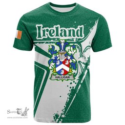 ScotsTee Shop Irish Fitz Oliver Coat of Arms Irish Celtic Shamrock T Shirt Add Your Text Personalized T Shirt