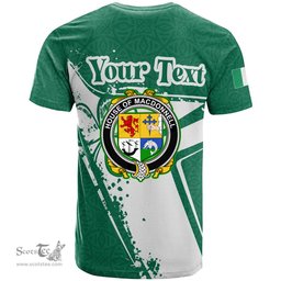 ScotsTee Shop Irish House of MACDONNELL of the Glens Coat of Arms Irish Celtic Shamrock T Shirt Add Your Text Personalized T Shirt